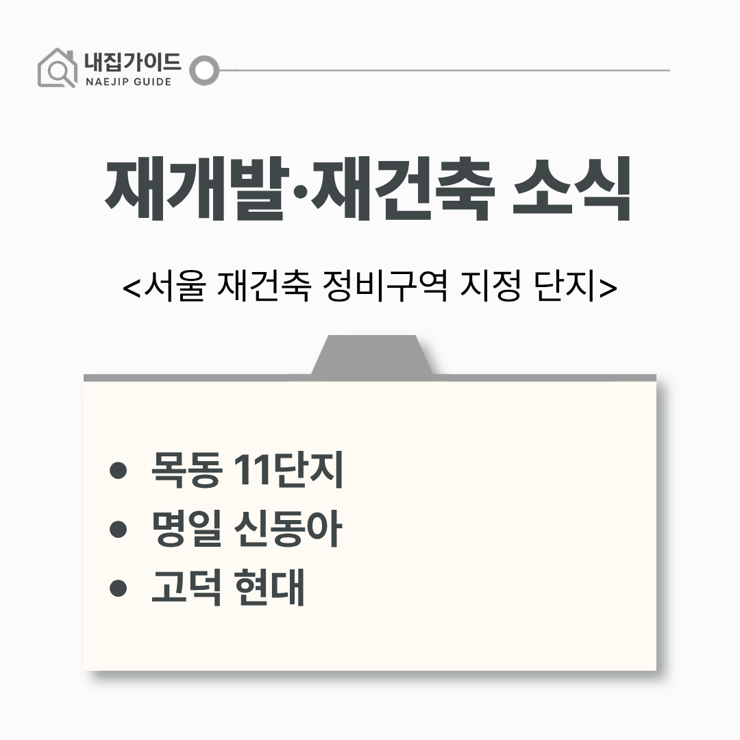 목동11단지, 명일신동아, 고덕현대 재건축